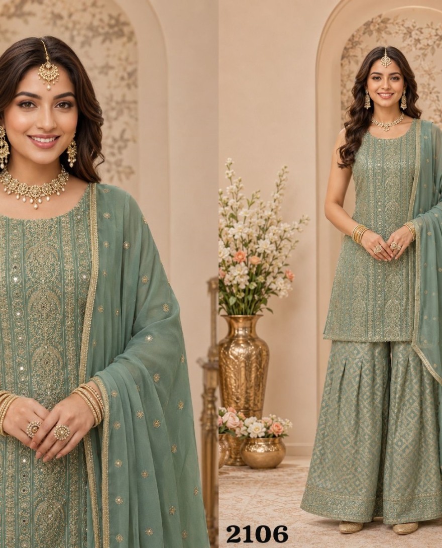 GREEN - Specialised Georgette Embroidered Green Salwar Kameez