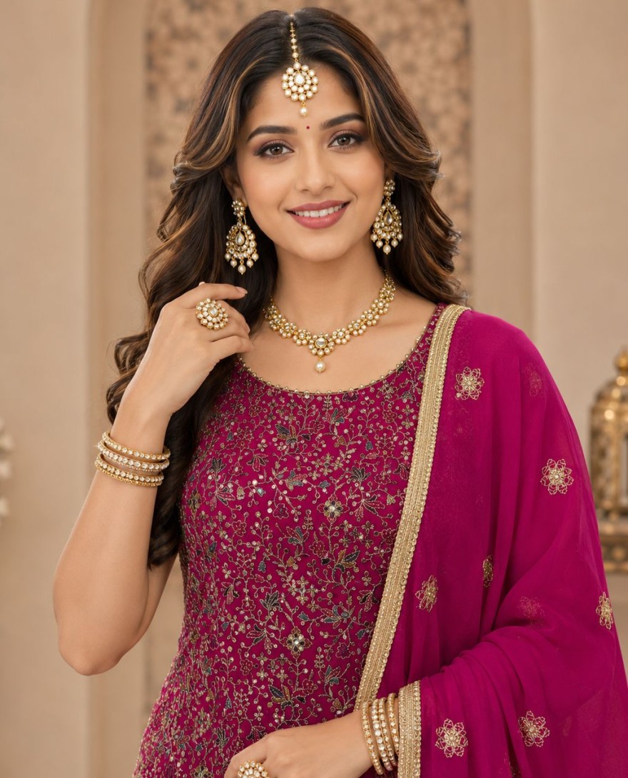 RANI - Gilded Palazzo Salwar Kameez For Ceremonial