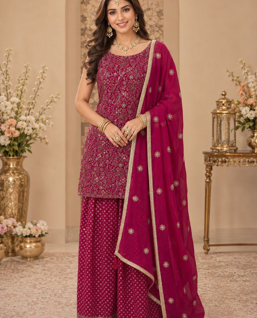 RANI - Gilded Palazzo Salwar Kameez For Ceremonial