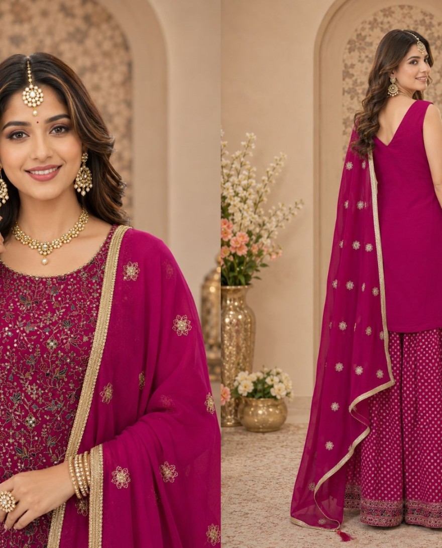 RANI - Gilded Palazzo Salwar Kameez For Ceremonial