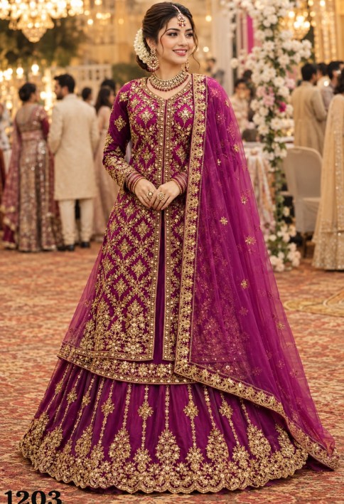 Embroidered Net Magenta Designer Lehenga Choli