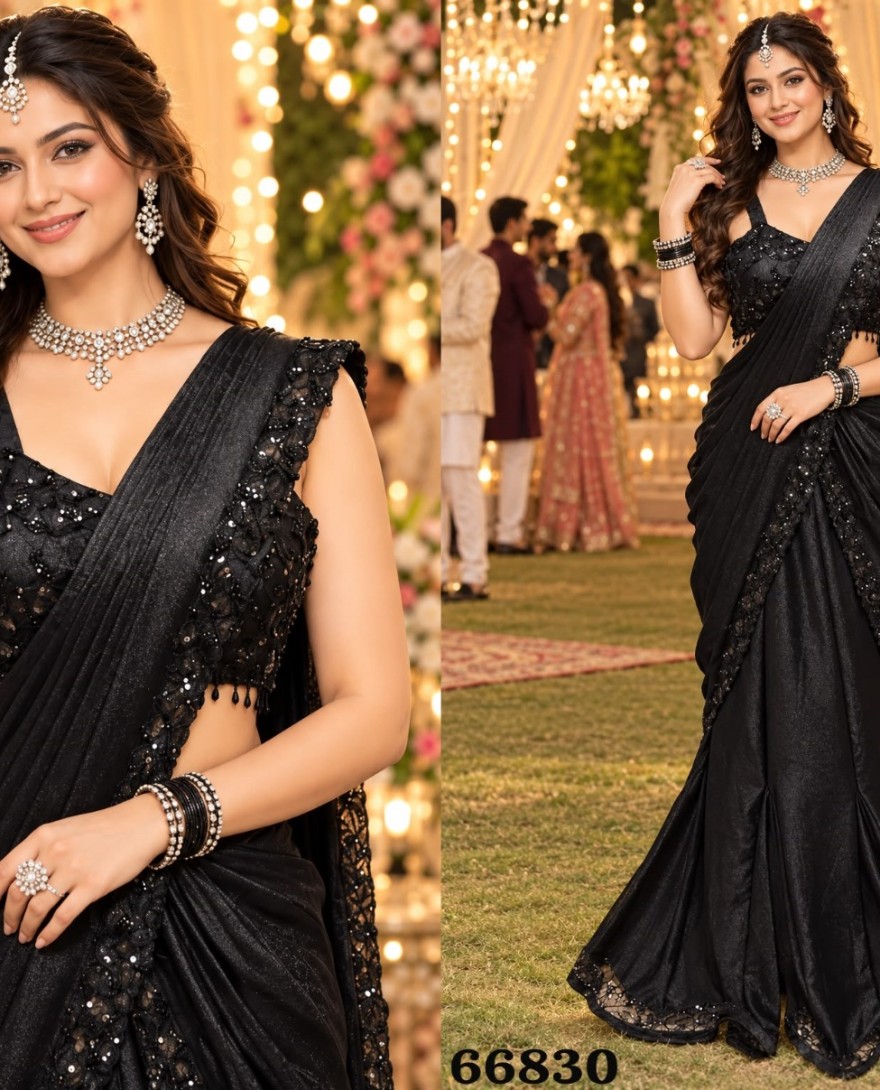 BLACK - Satin Black Classic Saree