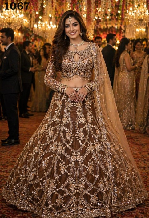 Brown Net Lehenga Choli