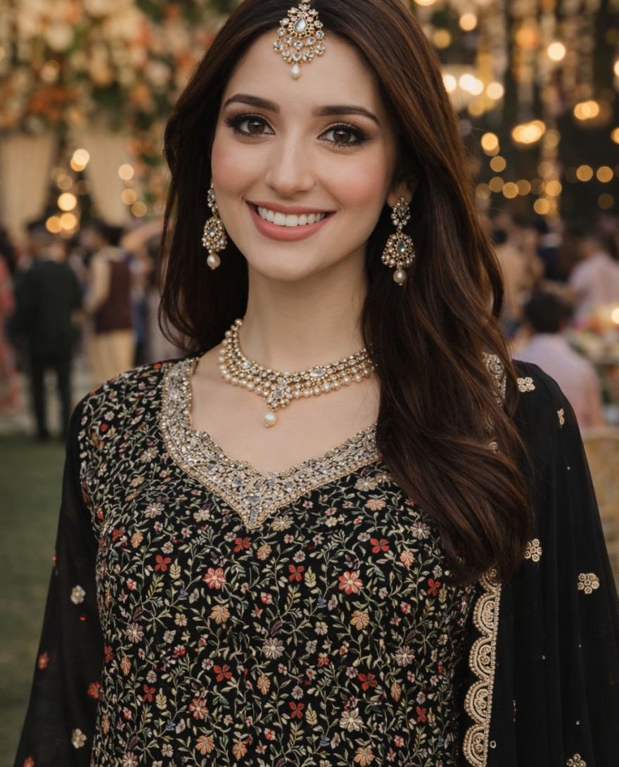 BLACK - Luxury Black Georgette Heavy Embroidered Pakistani Palazzo Suit