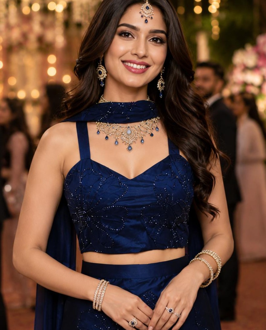 BLACK - Blue Crush Embroidered Work Readymade Lehenga Choli for Ceremonial