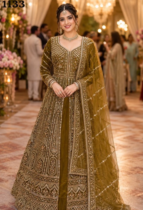 Beads, Embroidered and Sequins Work Net Lehenga Choli In Green Colour