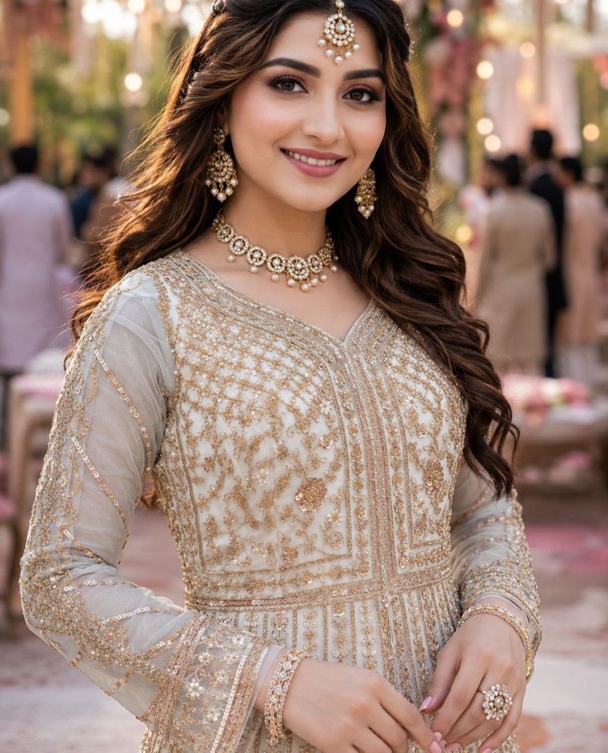 WHITE - Net Readymade Lehenga Choli In White Colour