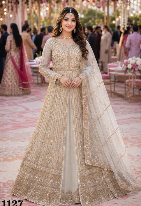 Net Readymade Lehenga Choli In White Colour