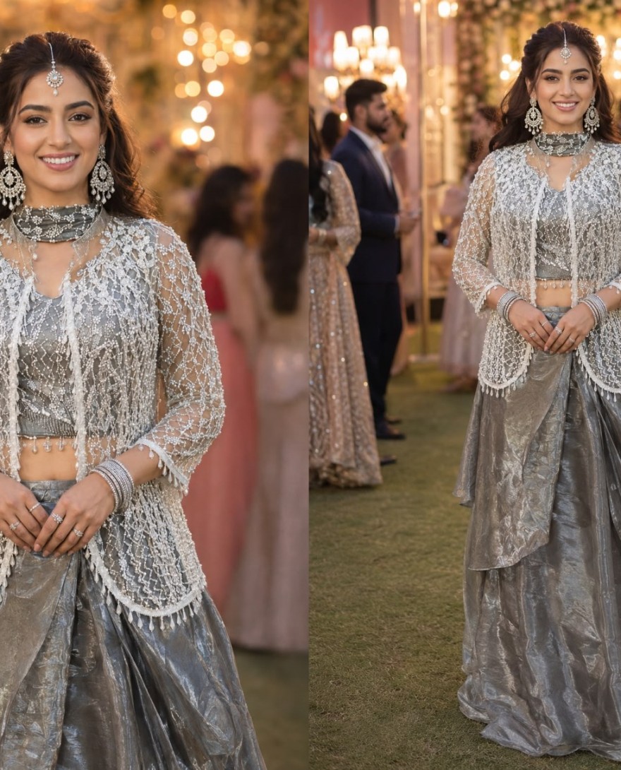 SILVER - Engrossing Grey Fancy Fabric Readymade Lehenga Choli