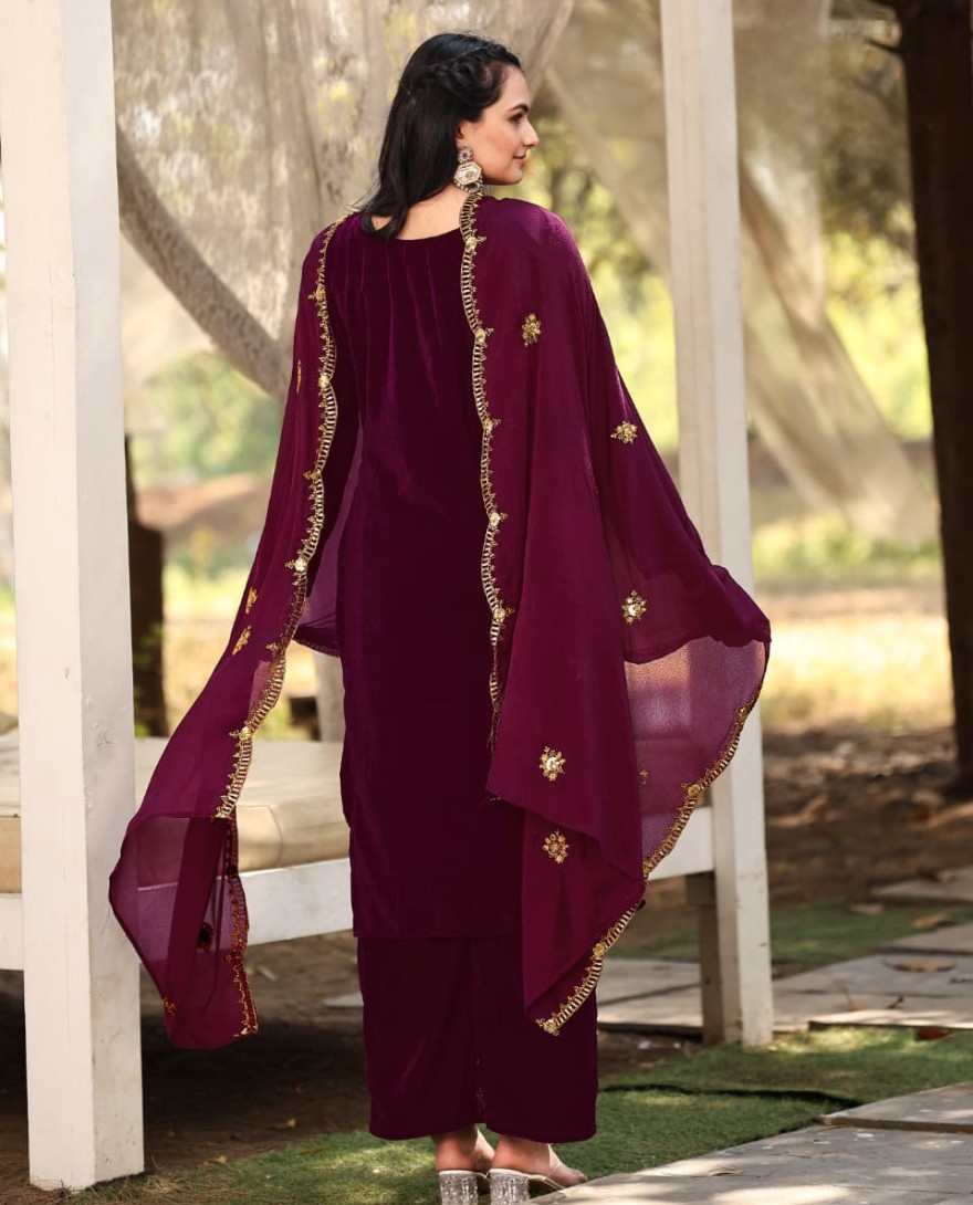 MAROON - Wine Velvet Suit