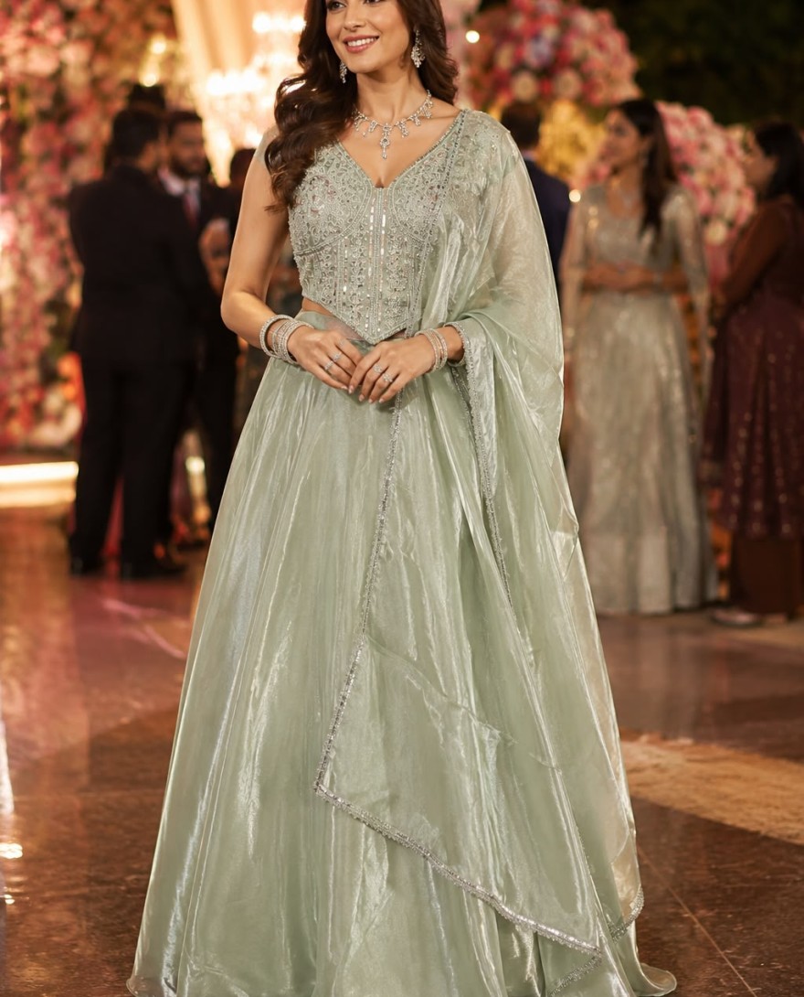 SEAGREEN - Sea Green Fandy Beads and Embroidered Work Lehenga Choli for Ceremonial