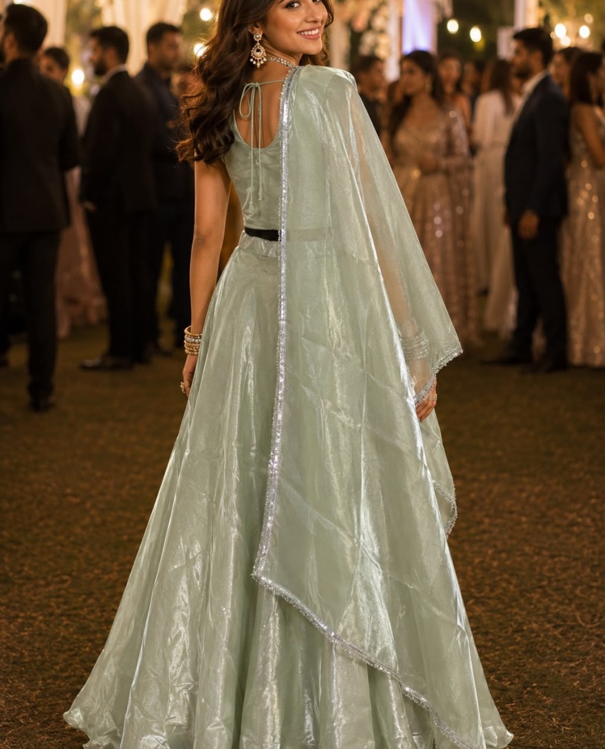 SEAGREEN - Sea Green Fandy Beads and Embroidered Work Lehenga Choli for Ceremonial