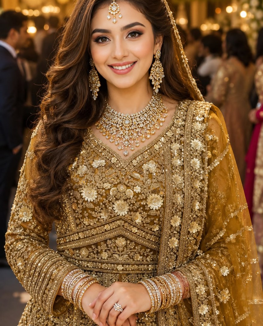 MUSTARD - Readymade Lehenga Choli Embroidered Net in Mustard