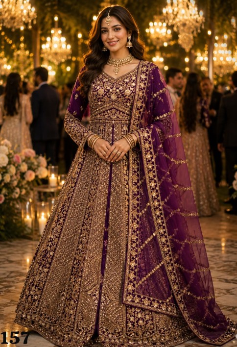 Readymade Lehenga Choli Embroidered Net in Purple