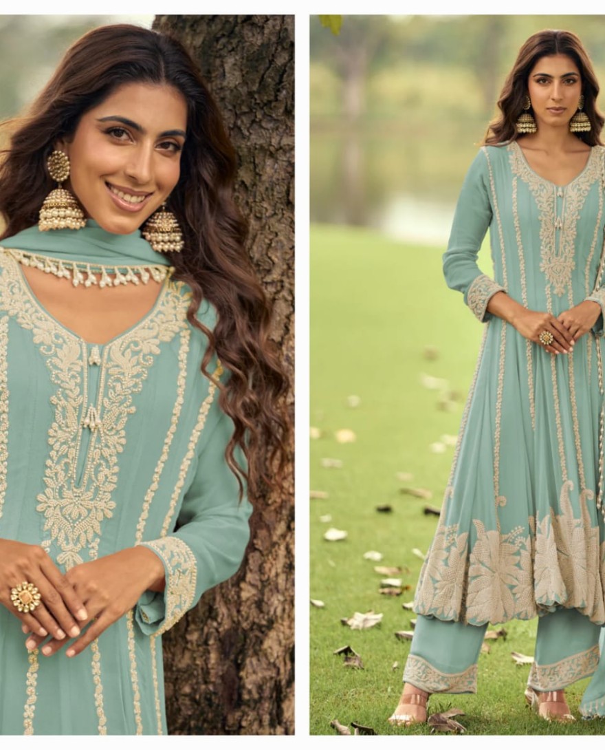 BLUE - Sky Bkue Georgette Anarkali Suit
