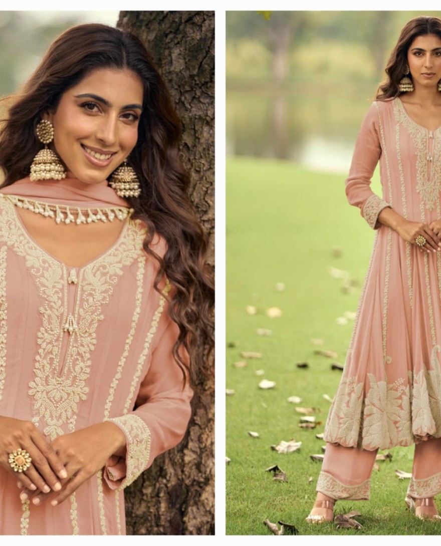 PINK - Peach Pink Georgette Anarkali Suit