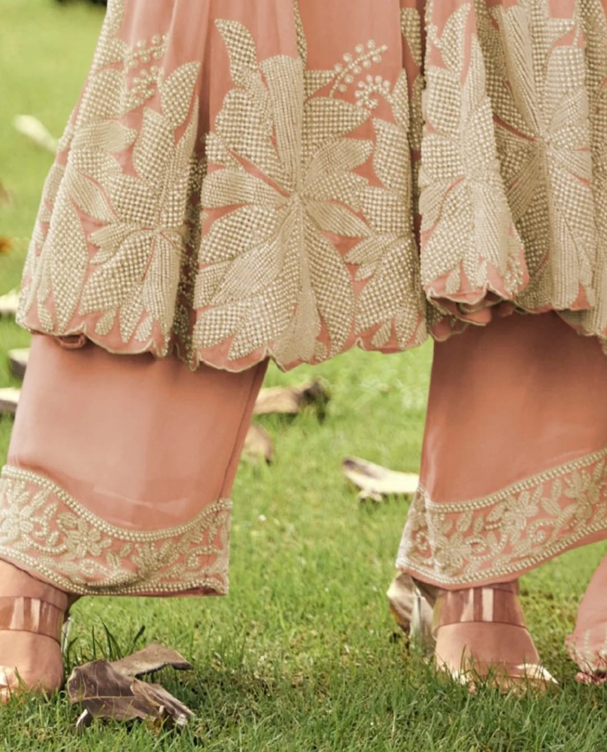 PINK - Peach Pink Georgette Anarkali Suit