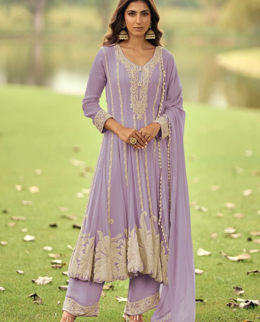 PURPLE - Lilac Purple Georgette Anarkali Suit