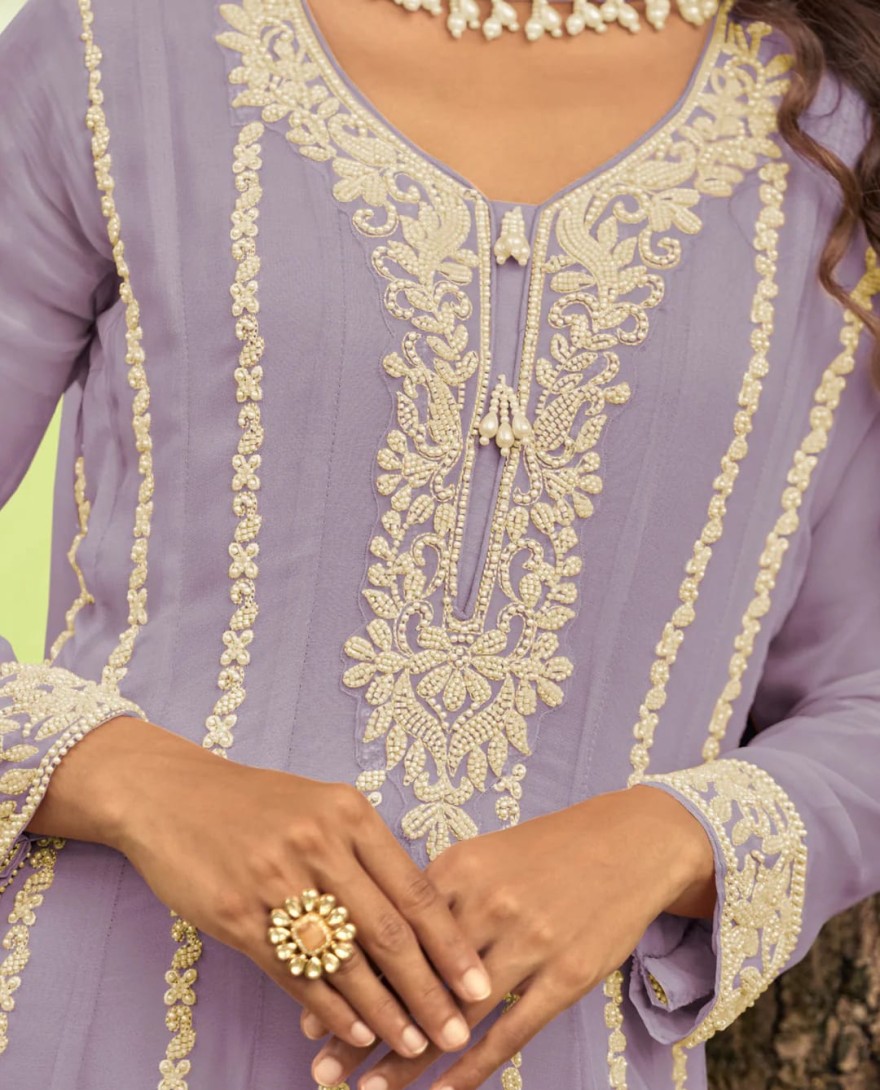 PURPLE - Lilac Purple Georgette Anarkali Suit