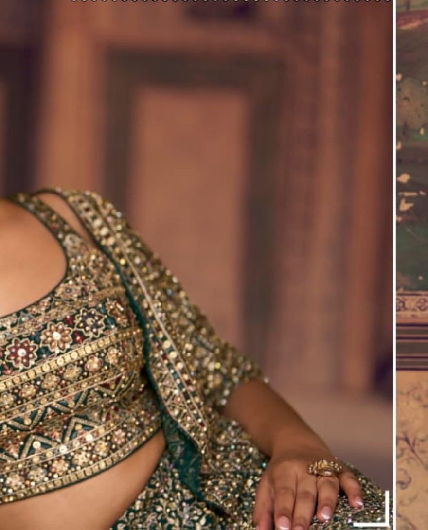 GREEN - Green Georgette Jacketed Co-ord Set With Zari Detailing