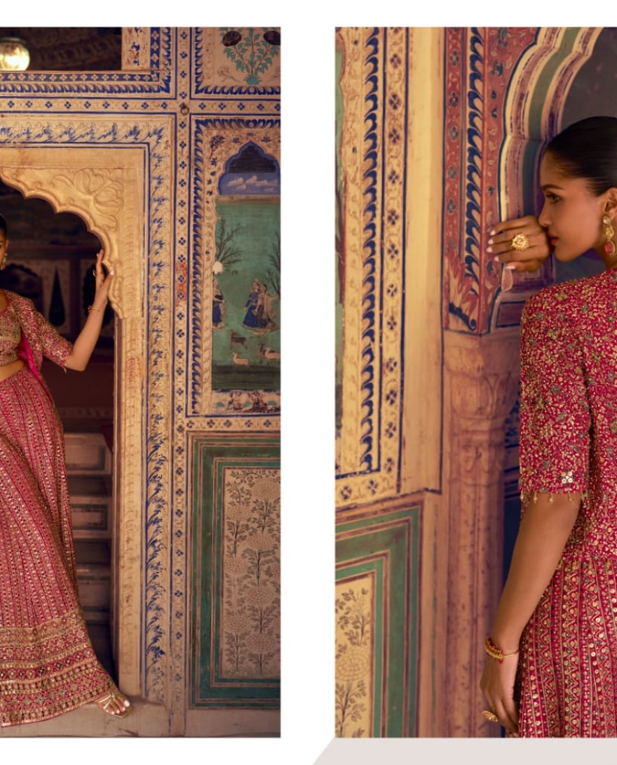 PINK - Pink Georgette Jacketed Co-ord Set With Sequins Work