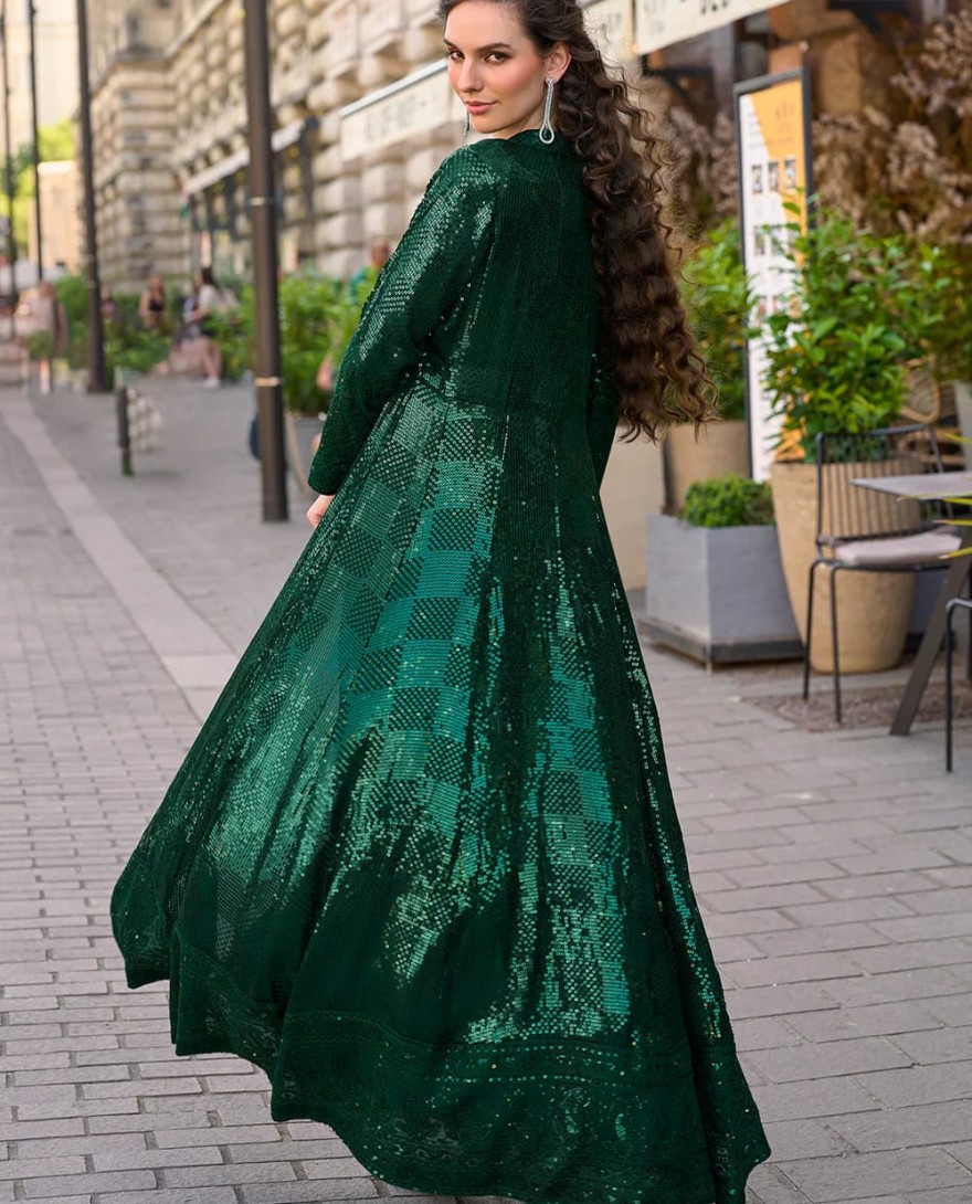GREEN - Green Jacket & Crop Top Style Indo Western Suit – Wedding & Cocktail Party Wear