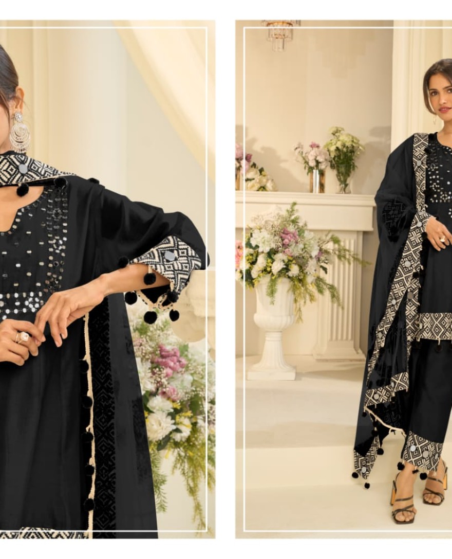 BLACK - Black Mirror Embroidery Pant Style Suit