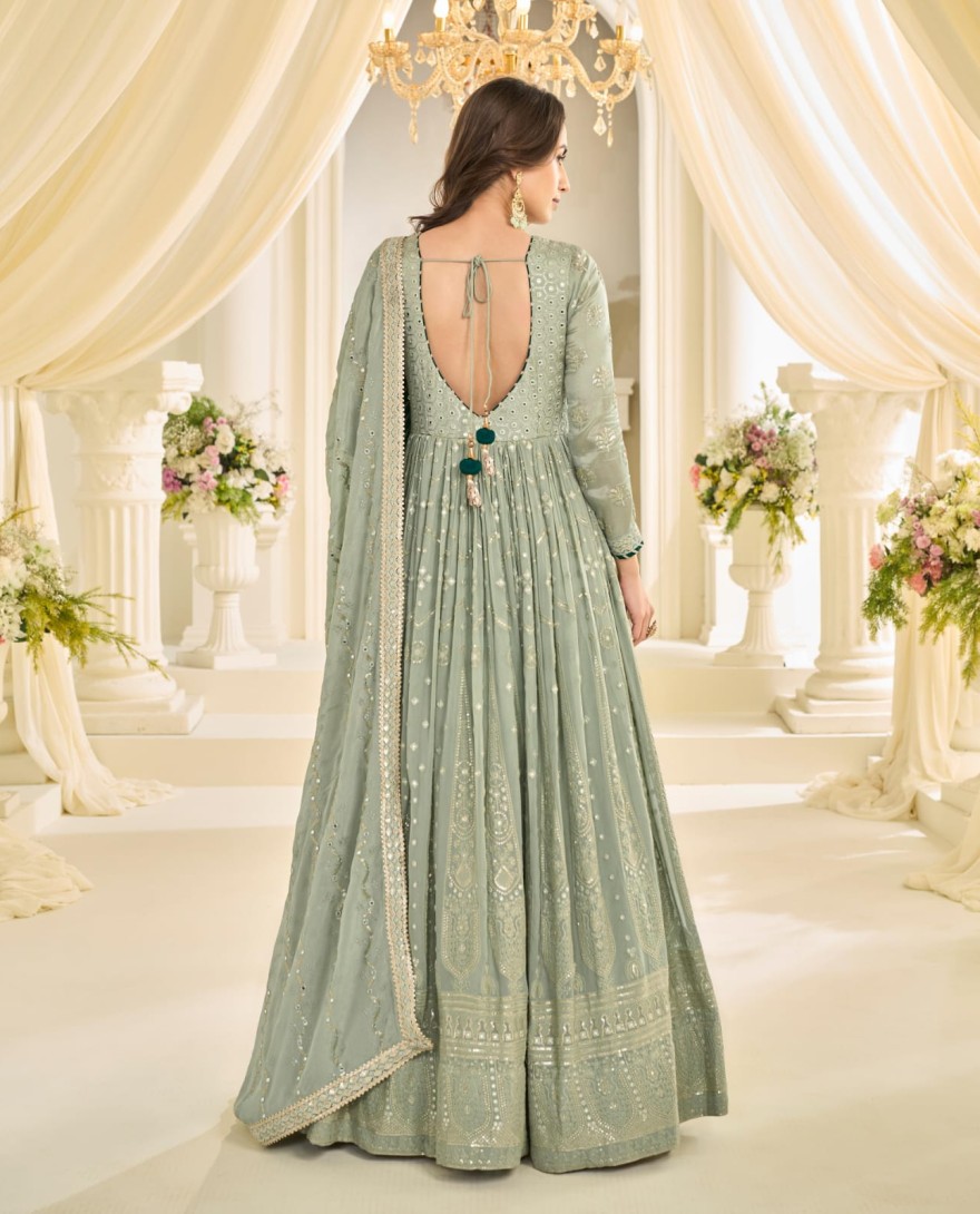 GREEN - Green Elegance Embroidered Anarkali Gown