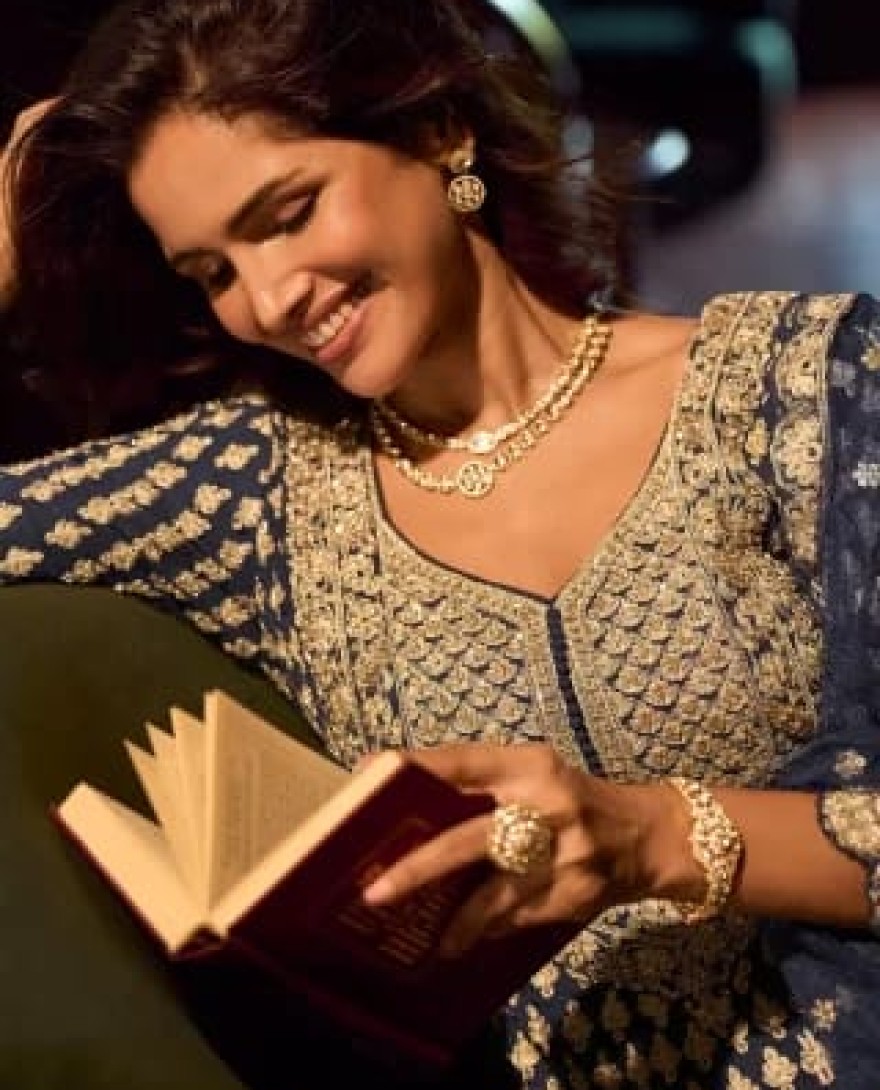 NAVYBLUE - Midnight Blue Embroidered Georgette Designer Lehenga Kameez