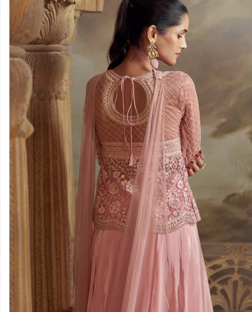 5823 - Designer Pink Viscose Plazzo Suit for Indian Wedding and Pakistani Festival