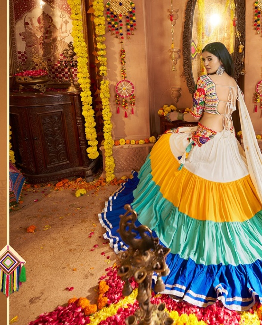 11021 - Impressive Multi-Color Viscose Rayon Mirror Work Lehenga Choli