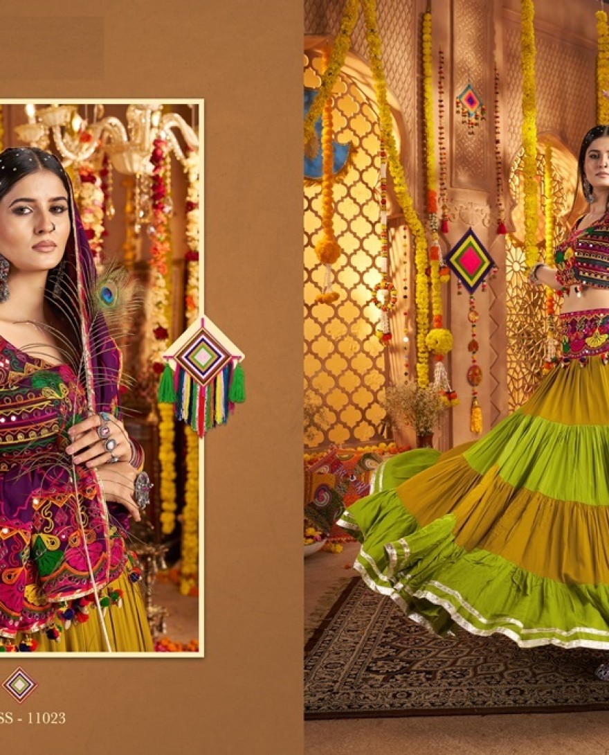 11023 - Chic Multi-Color Mirror Work Navratri Special Lehenga Choli