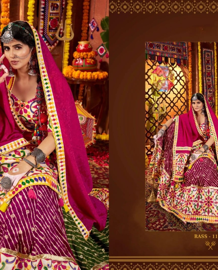 11071 - Stunning Multi-Color Cotton Leheriya Print Lehenga Choli With Dupatta