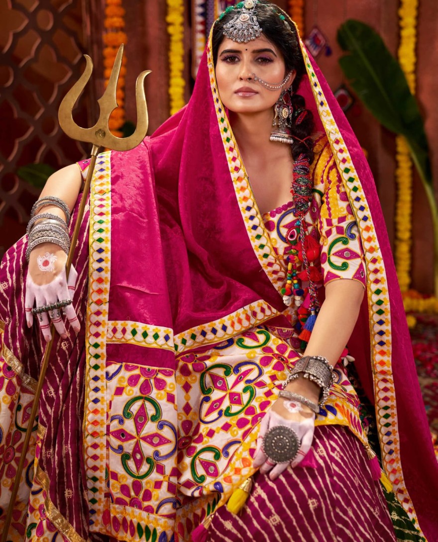 11071 - Stunning Multi-Color Cotton Leheriya Print Lehenga Choli With Dupatta