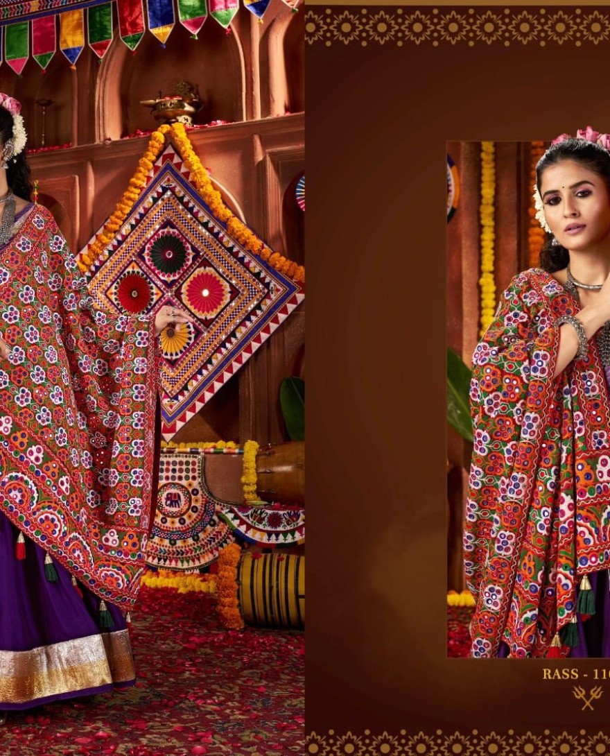 11075 - Mesmerizing Purple Silk Lace Work Traditional Lehenga Choli