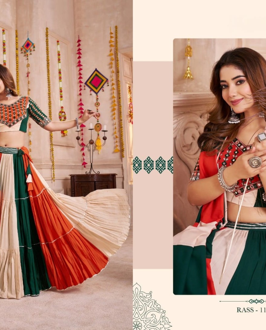 11141 - Stylish Multi-Color Cotton Kutchi Work Festival Wear Lehenga Choli