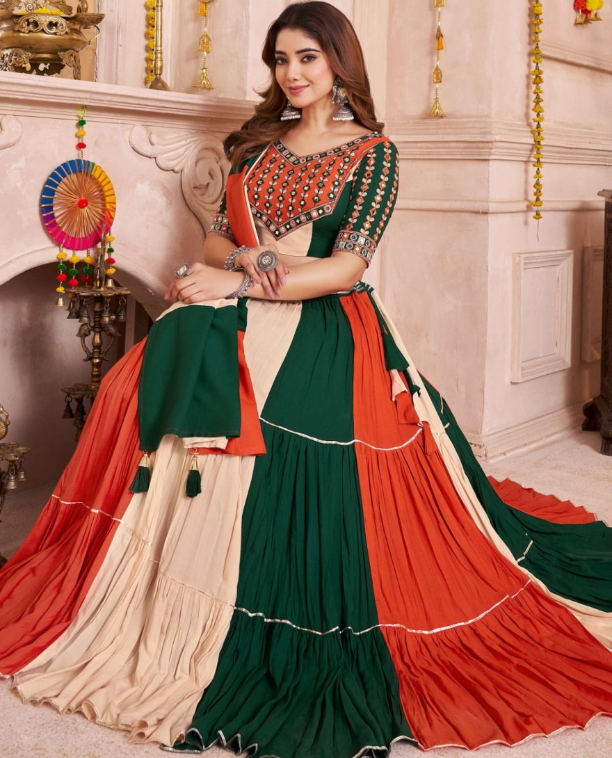 11141 - Stylish Multi-Color Cotton Kutchi Work Festival Wear Lehenga Choli