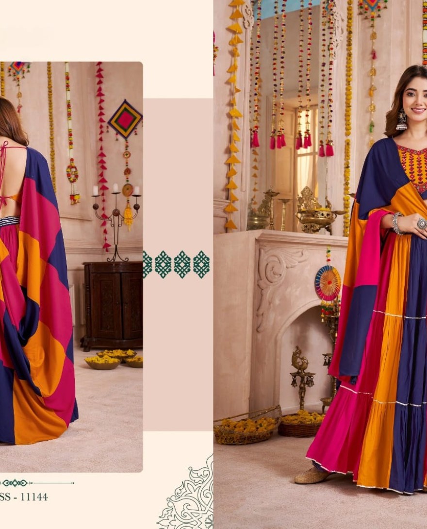 11144 - Bewitching Multi-Color Cotton Lace Work Traditional Lehenga Choli