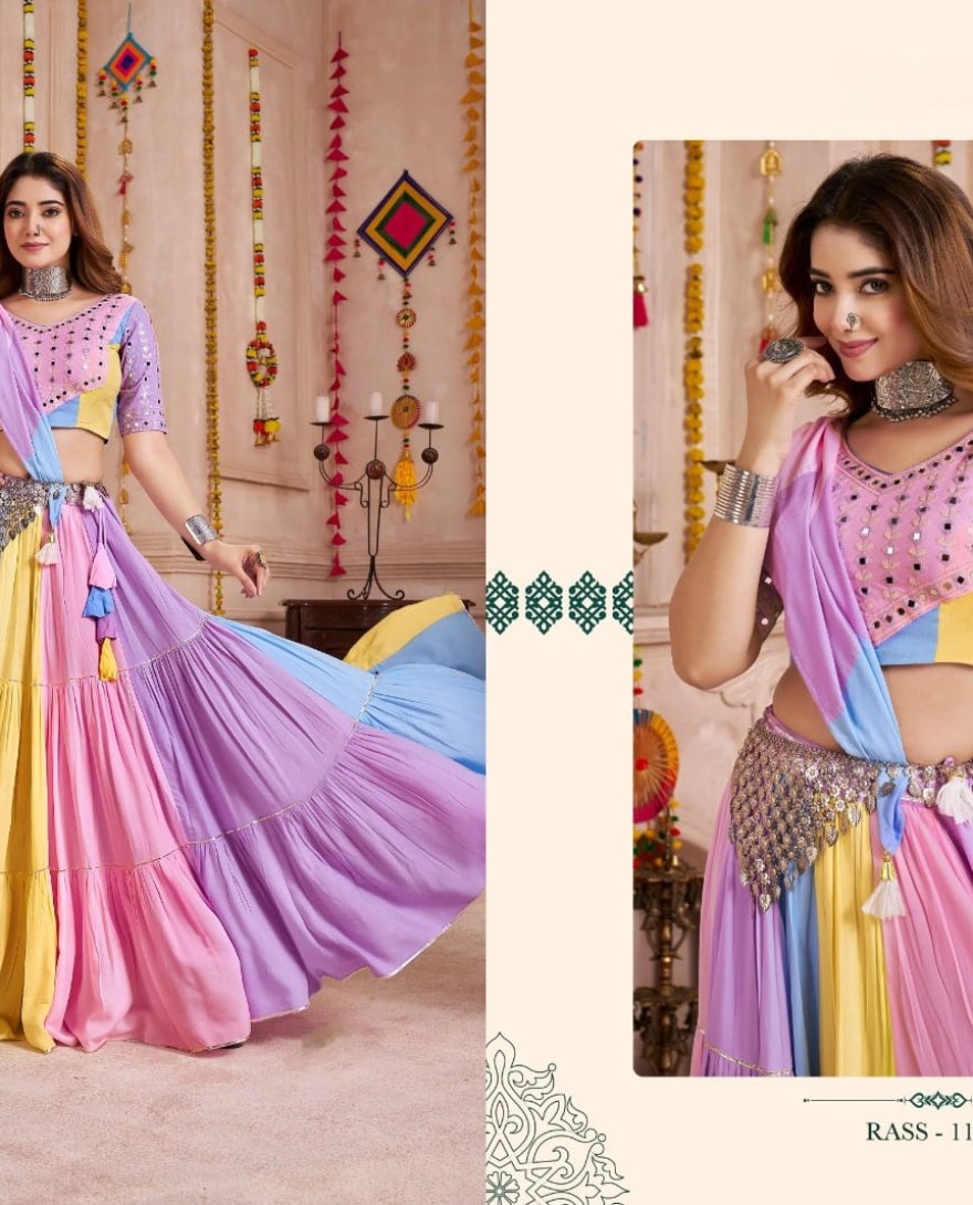 11145 - Astonishing Multi-Color Cotton Mirror Work Lehenga Choli With Dupatta