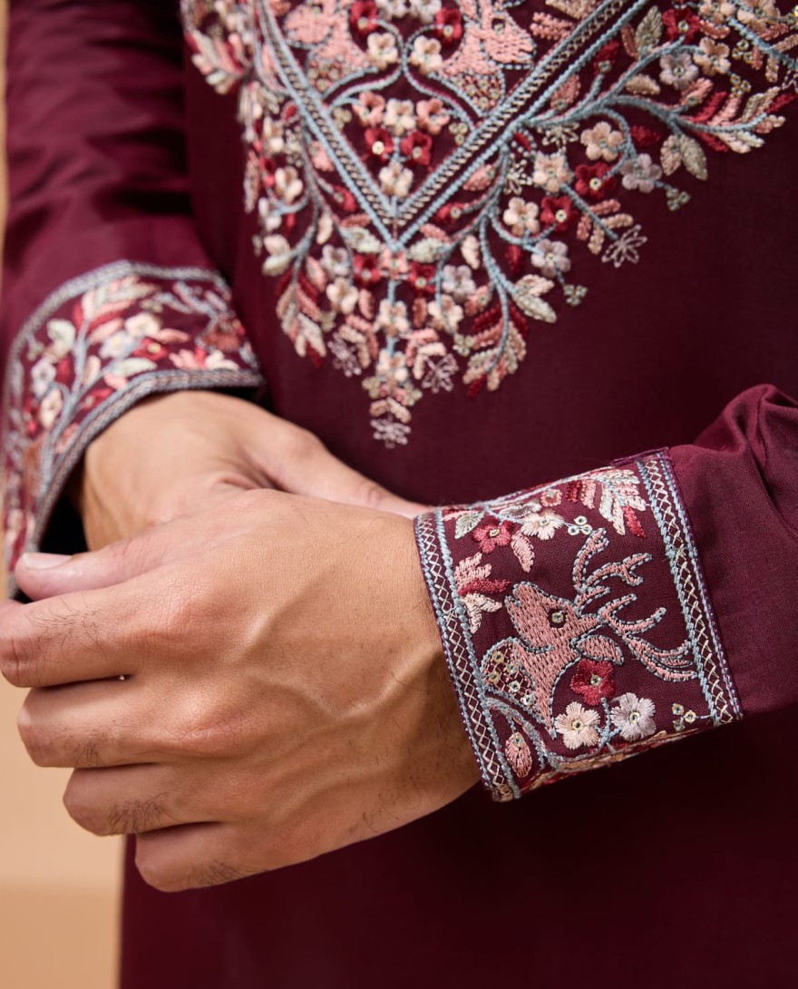 MAROON - Latest Signature Maroon Kurta and Dupatta for Mens Wear