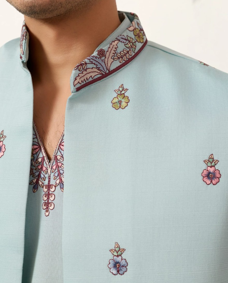 BLUE - Elegant Groom Pista Koti Kurta Pant for Wedding Special