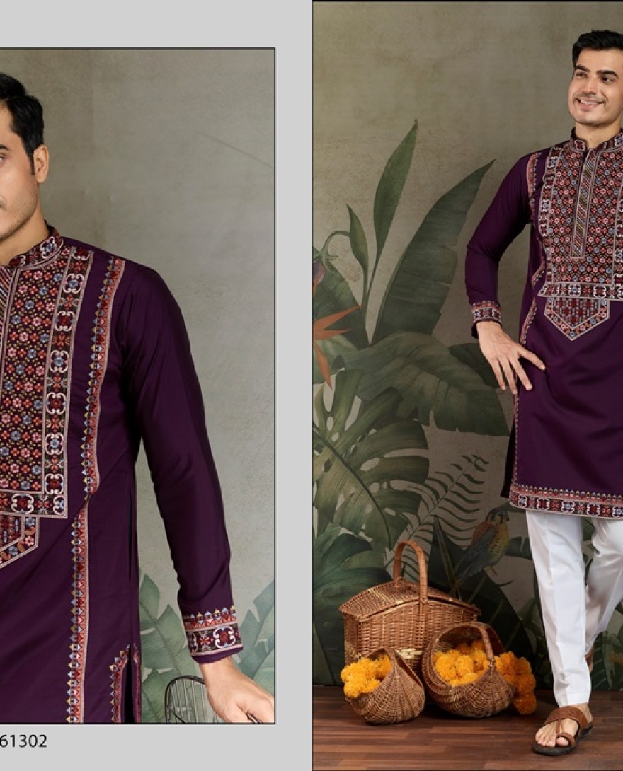61302-purple - Colors of Tradition –  Purple Statement Kurtas for Every Celebration
