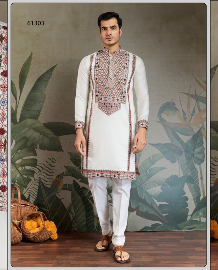 61303-white - Colors of Tradition – White Statement Kurtas for Every Celebration