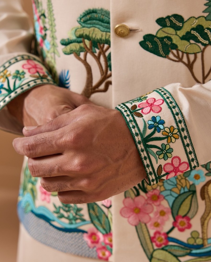 CREAM - Latest Beige Color Koti Kurta Set for Mens Wear Collection