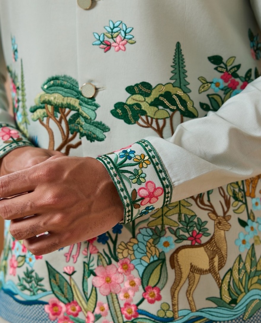 GREEN - Trendy Royal Pista Ethnic Wear Koti Kurta Set for Men