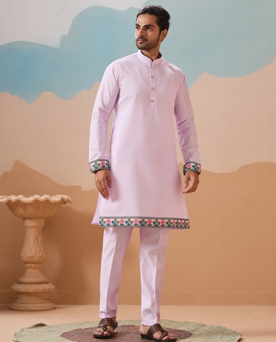LAVENDER - Vantara Design Luxury Lavender Mens Wear Koti Kurta