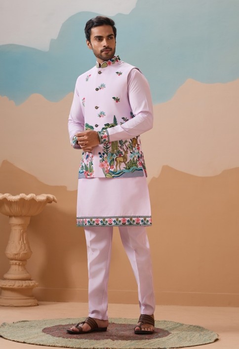 Vantara Design Luxury Lavender Mens Wear Koti Kurta