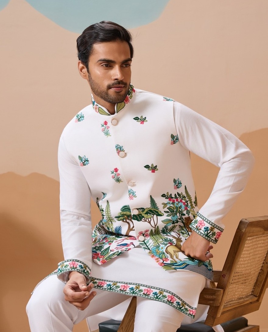 WHITE - Vantara Style Premium White Mens Wear Koti Kurta Collection