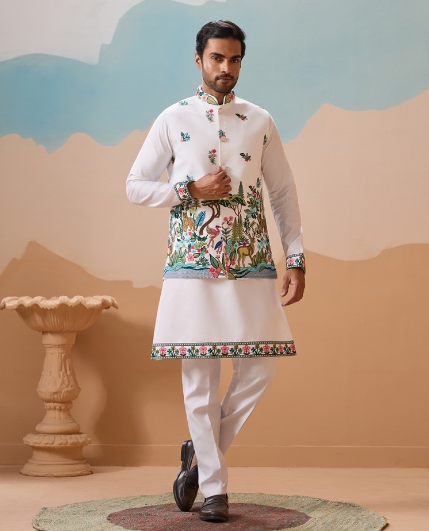 WHITE - Vantara Style Premium White Mens Wear Koti Kurta Collection