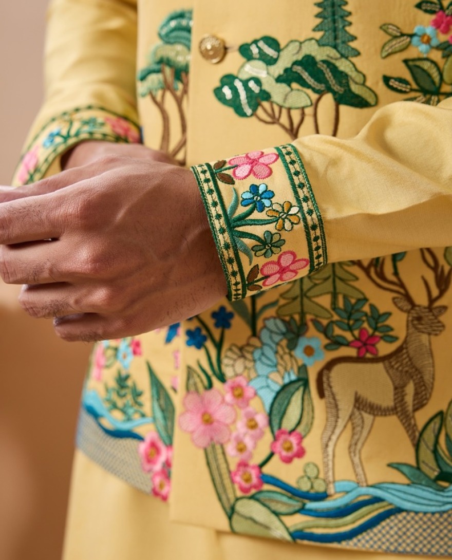 YELLOW - Haldi Special Yellow Classic Koti Kurta Set for Mens Wear